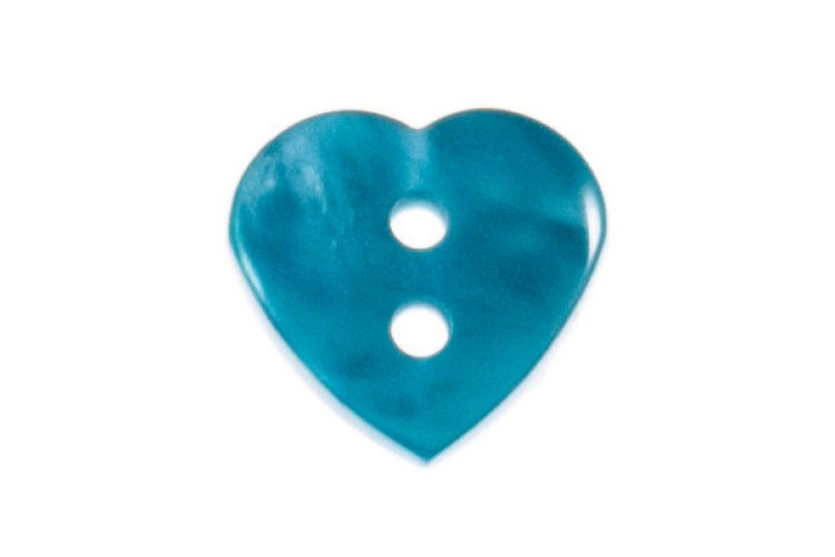 Aqua Blue Heart Button 15mm
